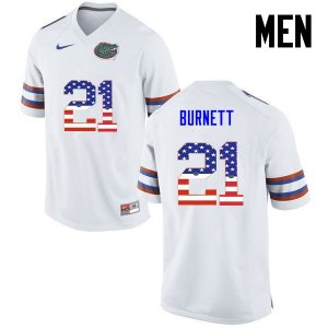 Men's Florida Gators #21 McArthur Burnett NCAA Nike White USA Flag Fashion Authentic Stitched College Football Jersey CLG3162PG